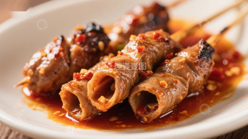 高清大图下载【趣麦麦图】香辣鱿鱼串，美味诱人