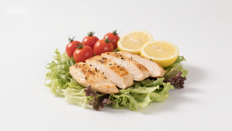 高清大图下载【趣麦麦图】烤鸡胸配生菜和樱桃番茄