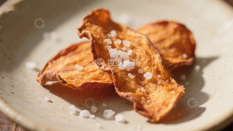 高清大图下载【趣麦麦图】脆烤红薯片撒盐特写