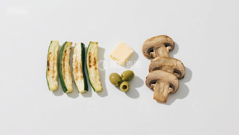 高清大图下载【趣麦麦图】烤蔬菜与蘑菇的简洁排列