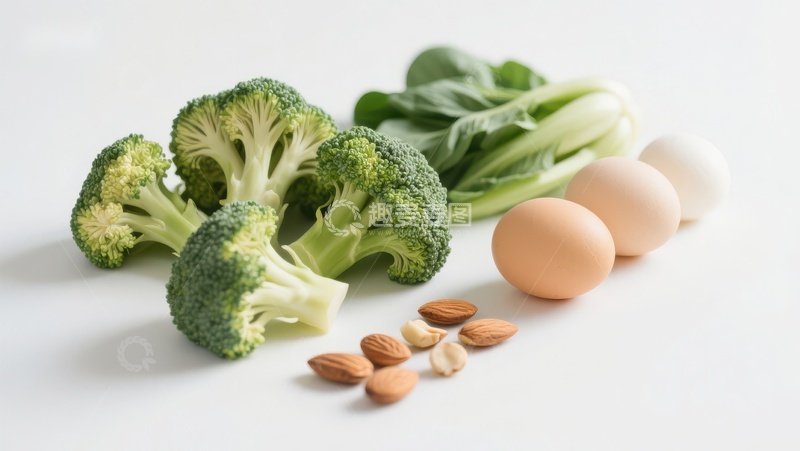 高清大图下载【趣麦麦图】新鲜蔬菜与鸡蛋坚果组合