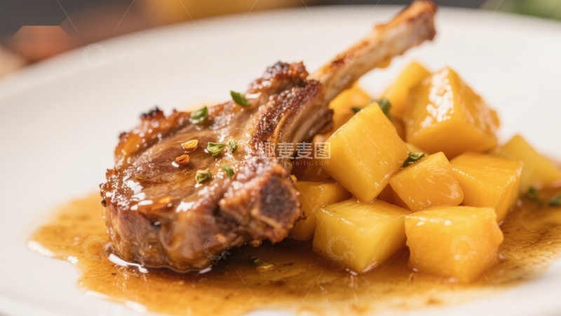 高清大图下载【趣麦麦图】美味羊排配土豆块