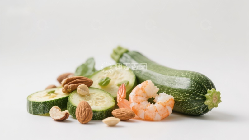 高清大图下载【趣麦麦图】新鲜蔬菜与坚果虾仁组合