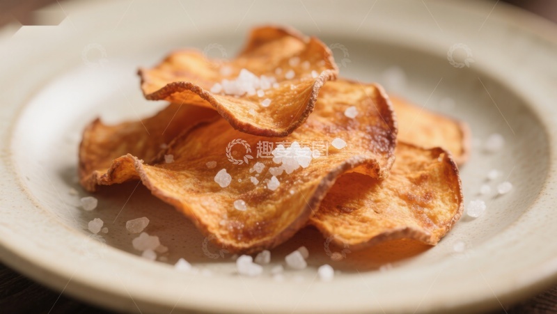 高清大图下载【趣麦麦图】-脆烤薯片撒盐特写