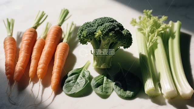 新鲜蔬菜排列展示