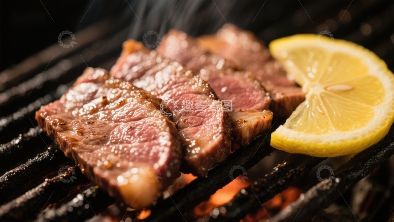 高清大图下载【趣麦麦图】烤肉上的柠檬片