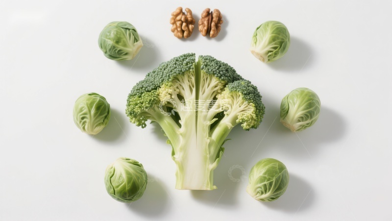 高清大图下载【趣麦麦图】西兰花与坚果的创意排列