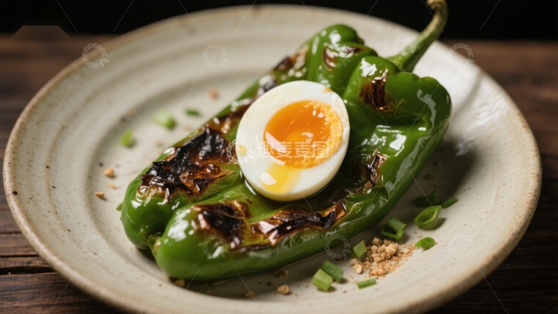 高清大图下载【趣麦麦图】青椒煎蛋美食特写