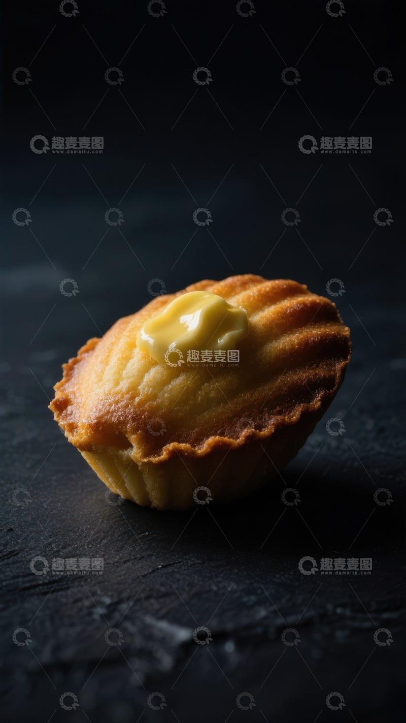 高清大图下载【趣麦麦图】金黄色马德琳蛋糕特写