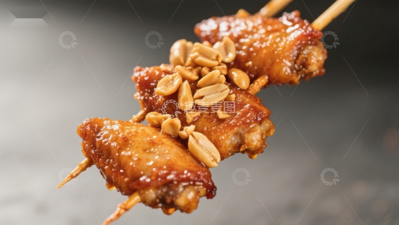 高清大图下载【趣麦麦图】串烧鸡翅配花生