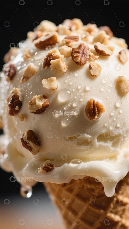 奶油冰淇淋球配碎坚果