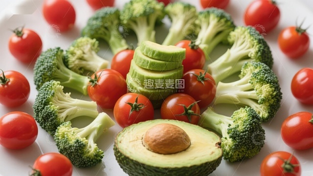 新鲜蔬菜与牛油果的健康组合