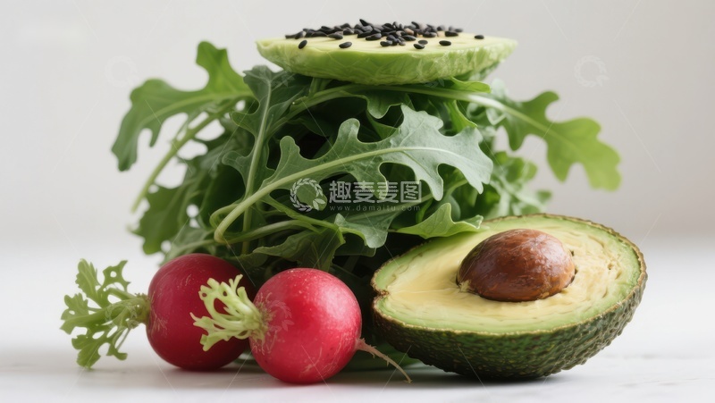 高清大图下载【趣麦麦图】新鲜蔬菜与牛油果的健康组合