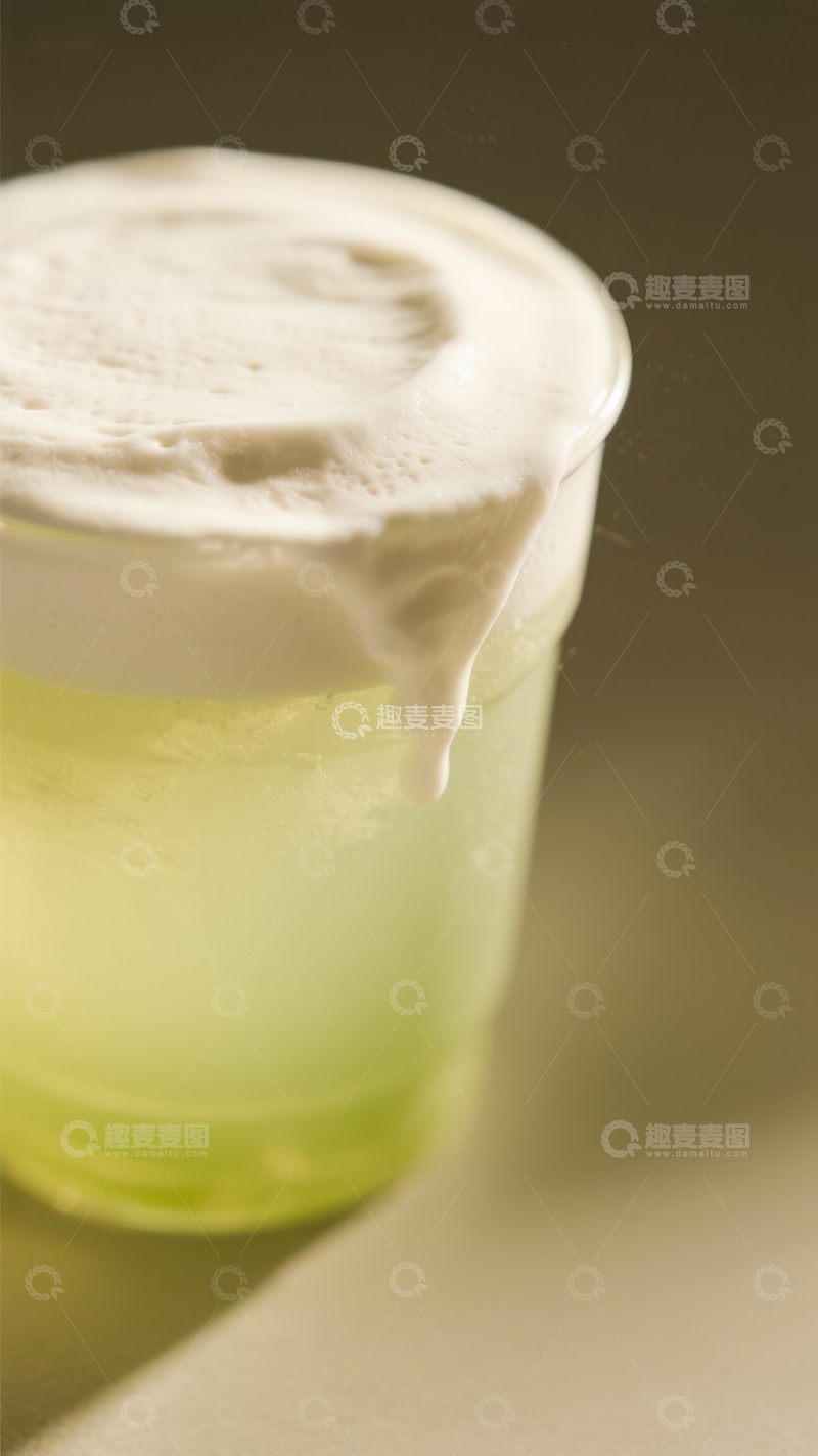 高清大图下载【趣麦麦图】绿色饮品配奶油泡沫