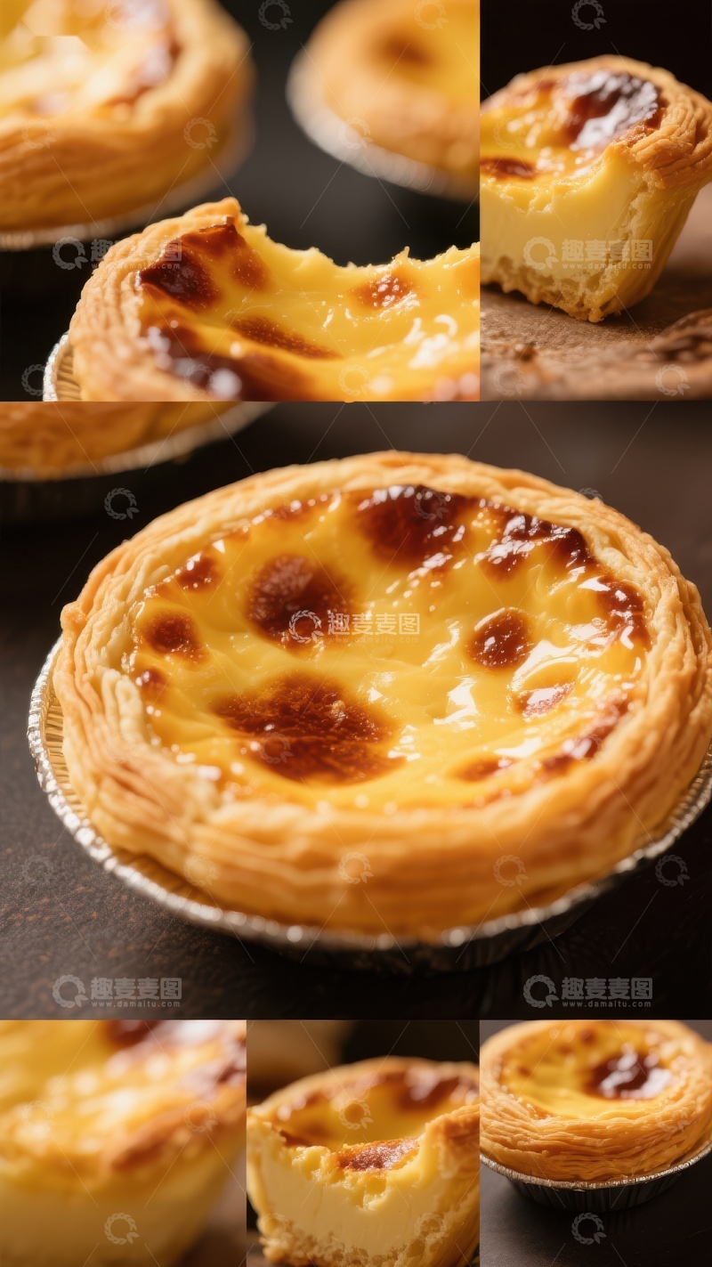 高清大图下载【趣麦麦图】-金黄蛋挞，酥皮香甜