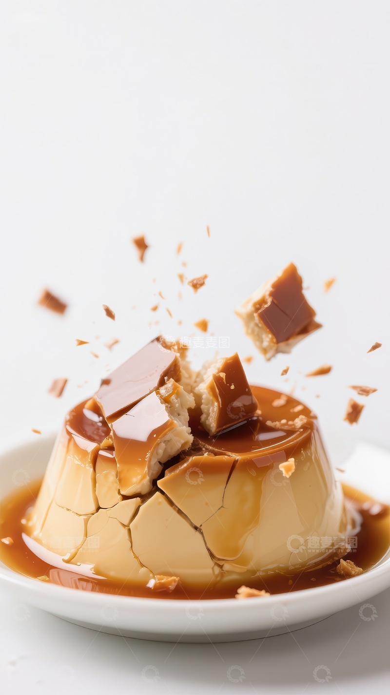 高清大图下载【趣麦麦图】焦糖布丁破裂瞬间
