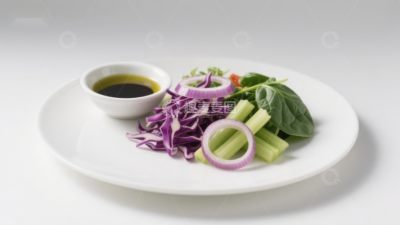 高清大图下载【趣麦麦图】新鲜蔬菜沙拉配酱料