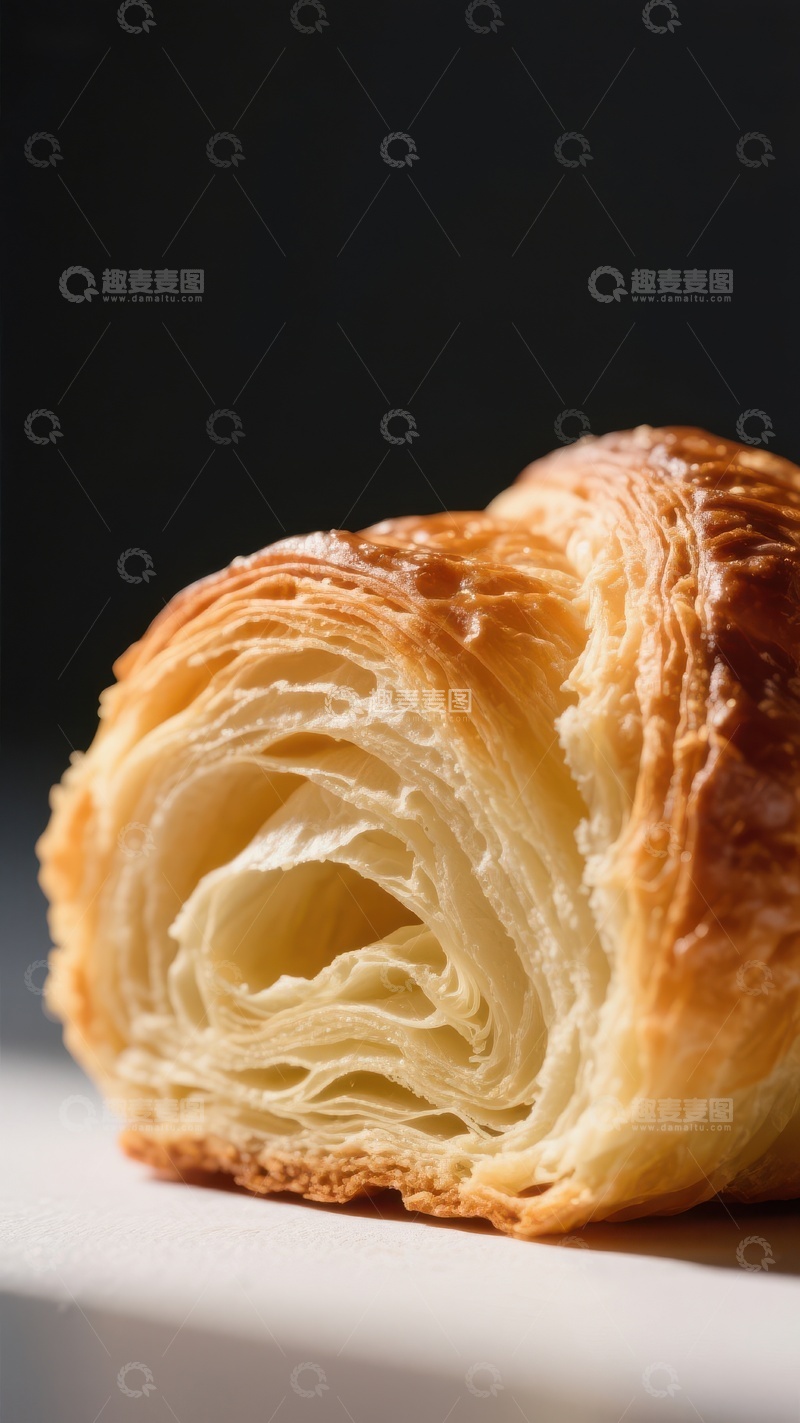 高清大图下载【趣麦麦图】金黄酥脆的羊角面包特写