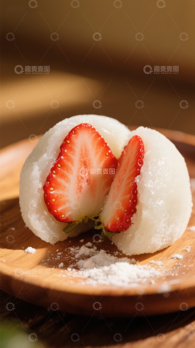 高清大图下载【趣麦麦图】草莓大福，甜蜜的日式点心