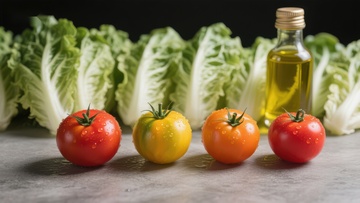 新鲜蔬菜与橄榄油的健康组合