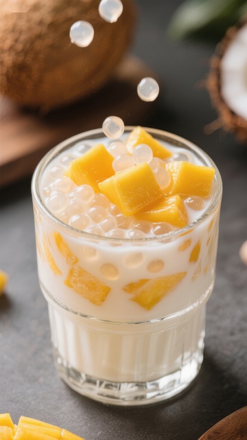 芒果椰奶西米露饮品