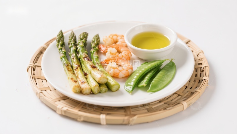 高清大图下载【趣麦麦图】芦笋虾仁配橄榄油碟
