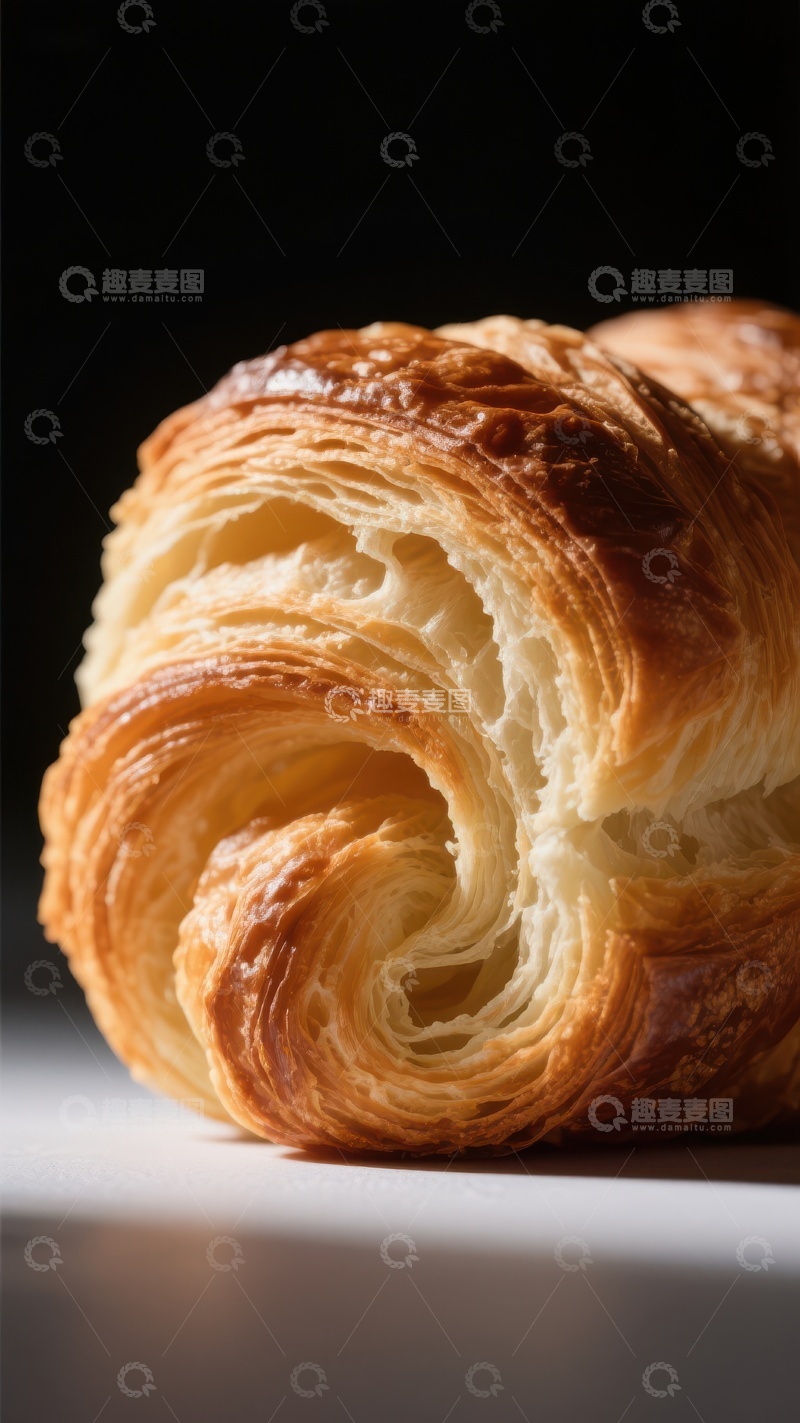 高清大图下载【趣麦麦图】金黄酥脆的羊角面包特写