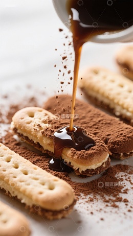 巧克力酱浇灌手指饼干