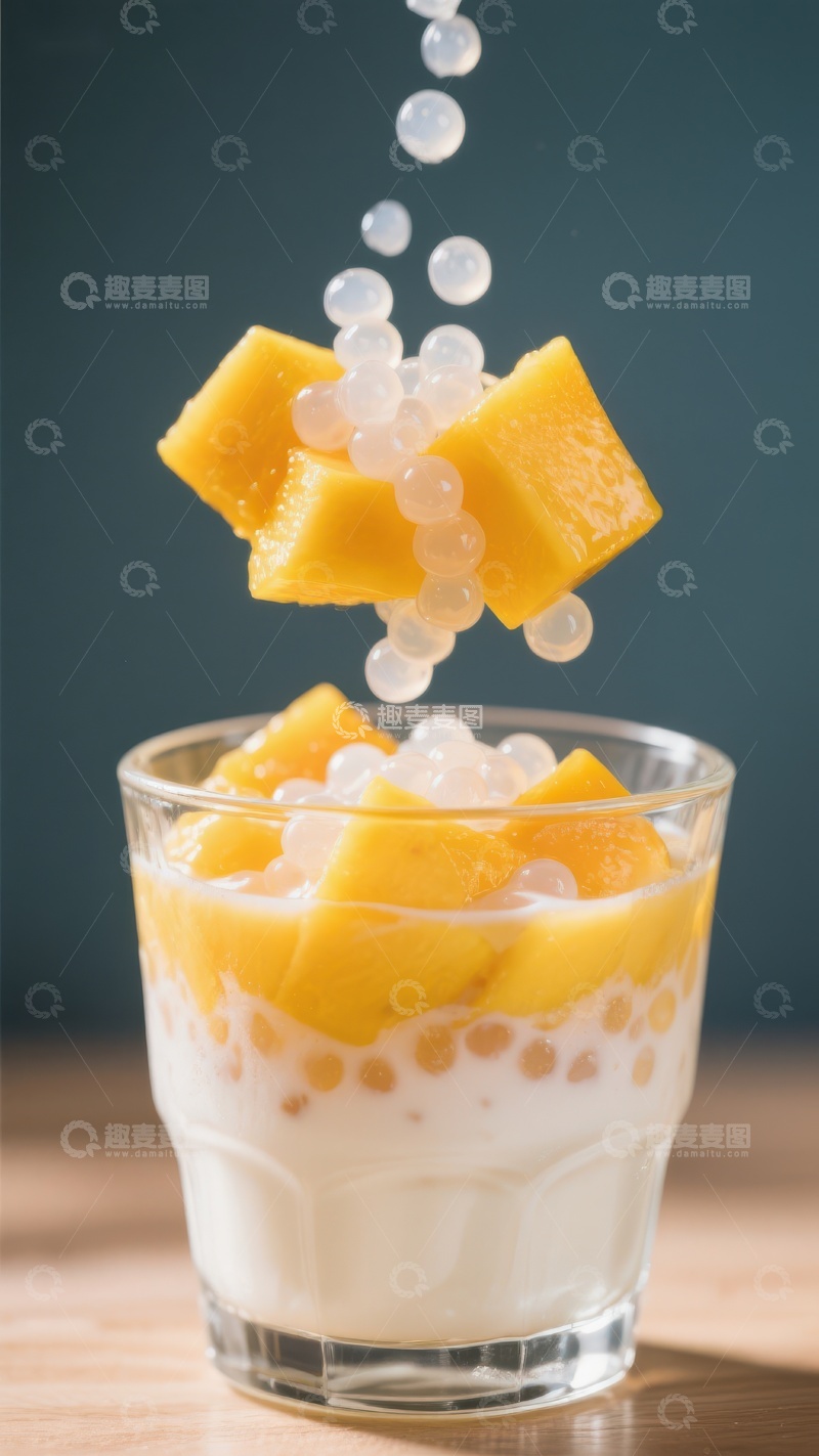 高清大图下载【趣麦麦图】芒果珍珠奶茶，清新美味
