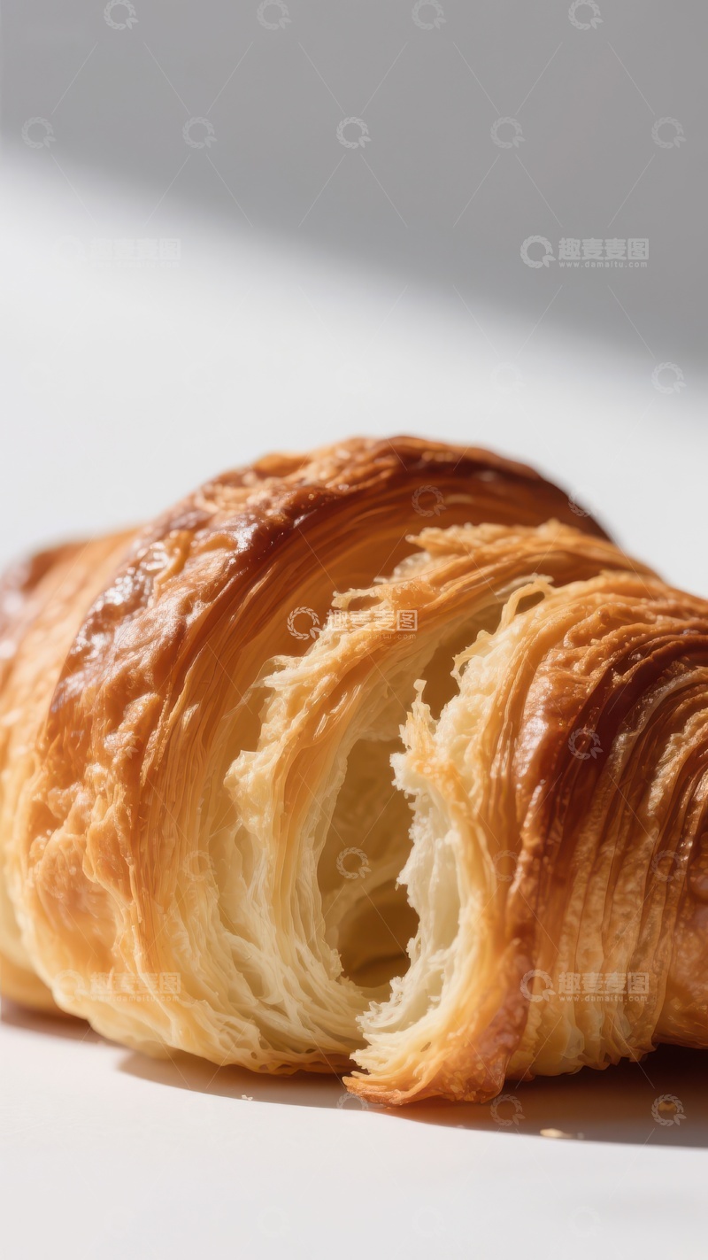 高清大图下载【趣麦麦图】金黄酥脆的羊角面包特写