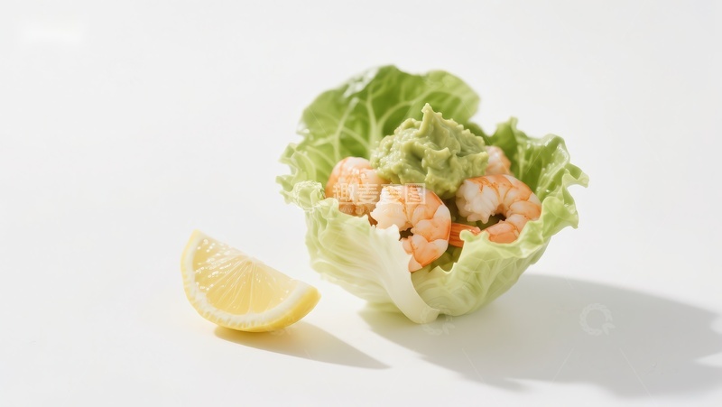 高清大图下载【趣麦麦图】生菜包裹虾仁与鳄梨沙拉