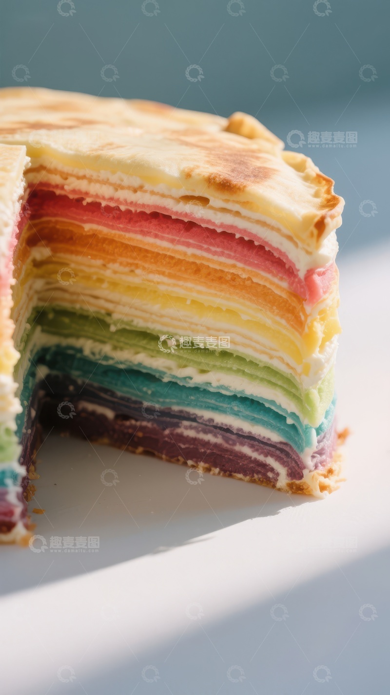 高清大图下载【趣麦麦图】彩虹千层蛋糕切面展示