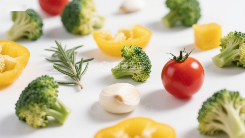 高清大图下载【趣麦麦图】新鲜蔬菜与香料的静物组合