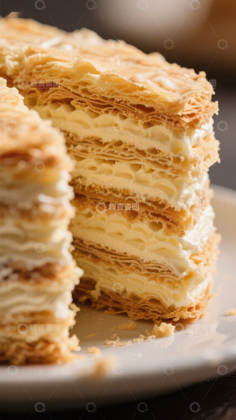 高清大图下载【趣麦麦图】层层酥皮奶油蛋糕