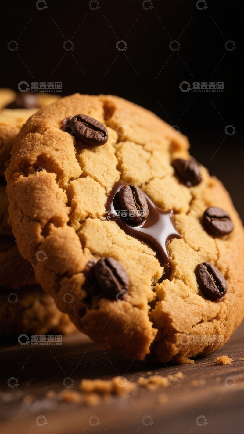 高清大图下载【趣麦麦图】咖啡豆点缀的饼干特写