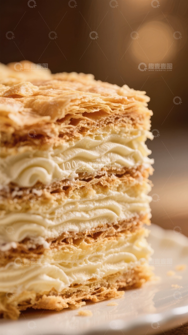 高清大图下载【趣麦麦图】层层奶油酥皮蛋糕