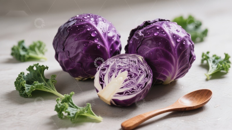 高清大图下载【趣麦麦图】新鲜紫甘蓝与绿叶菜