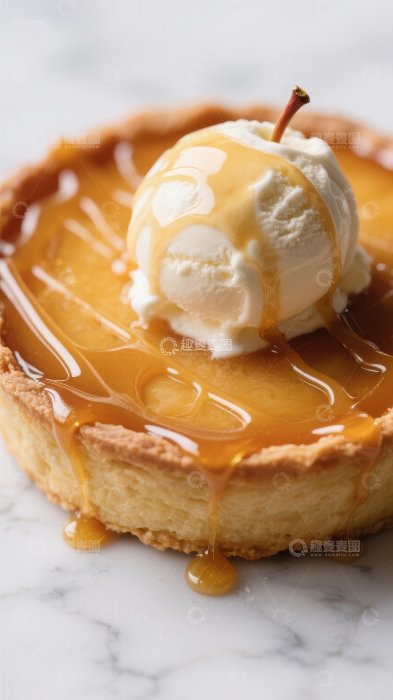 高清大图下载【趣麦麦图】焦糖苹果挞配冰淇淋