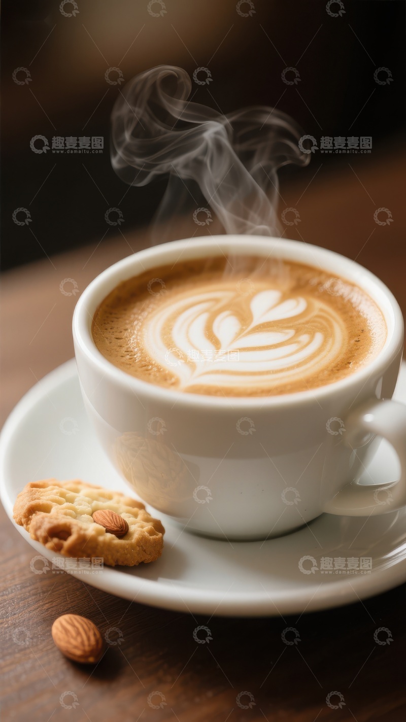 高清大图下载【趣麦麦图】热气腾腾的咖啡与饼干