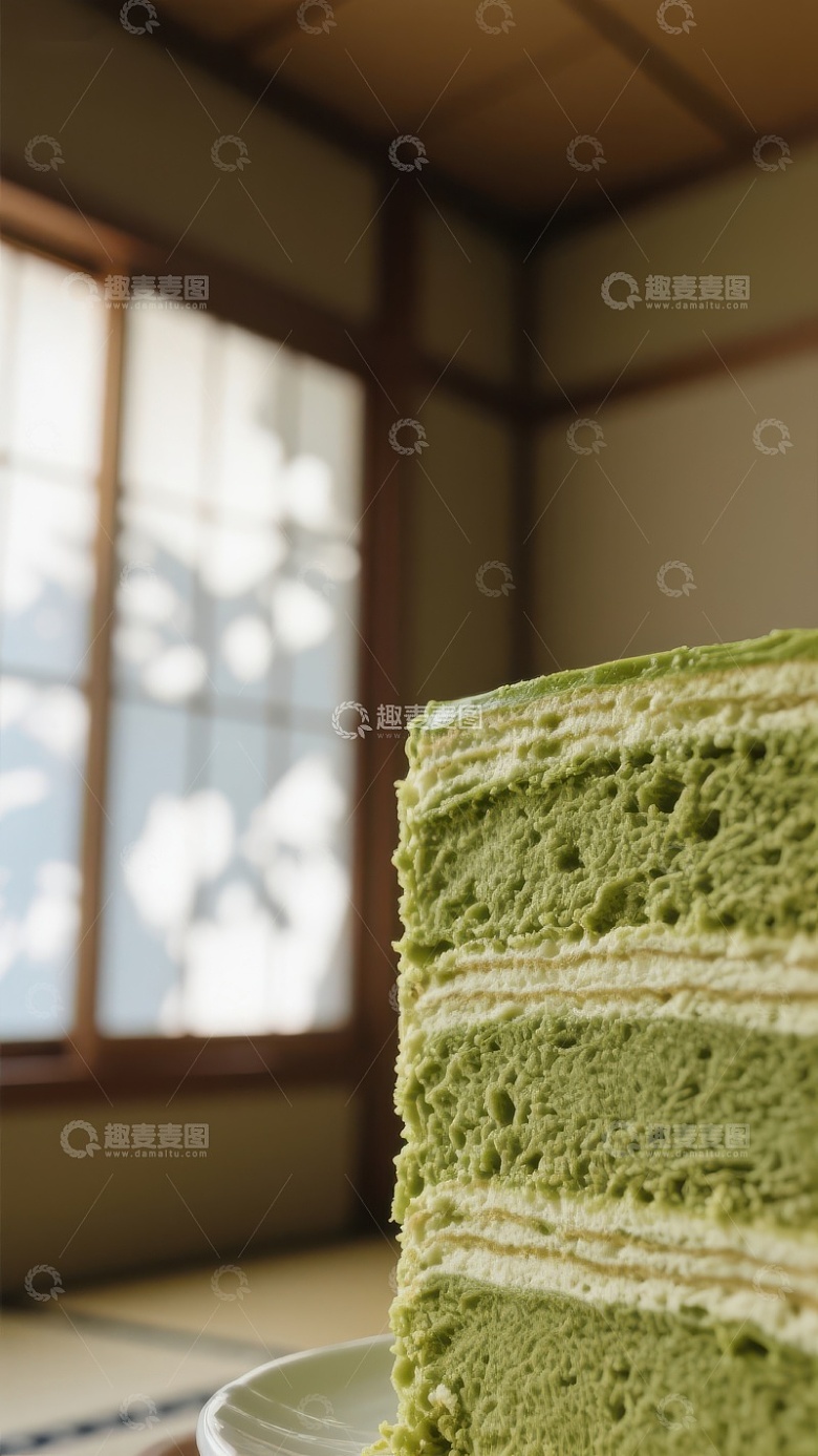 抹茶千层蛋糕特写