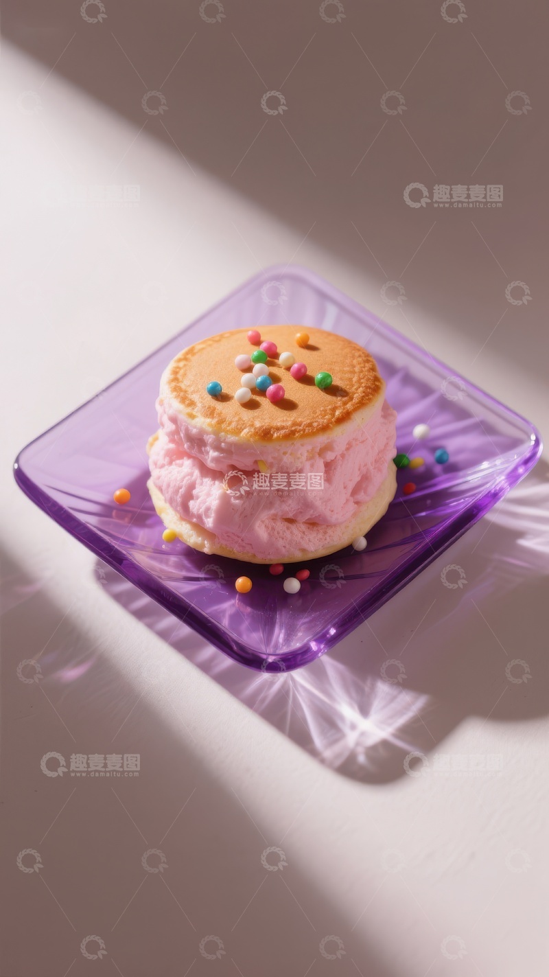 高清大图下载【趣麦麦图】粉色冰淇淋夹心饼干