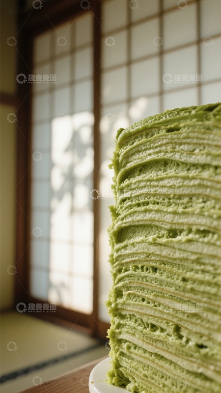 抹茶千层蛋糕特写