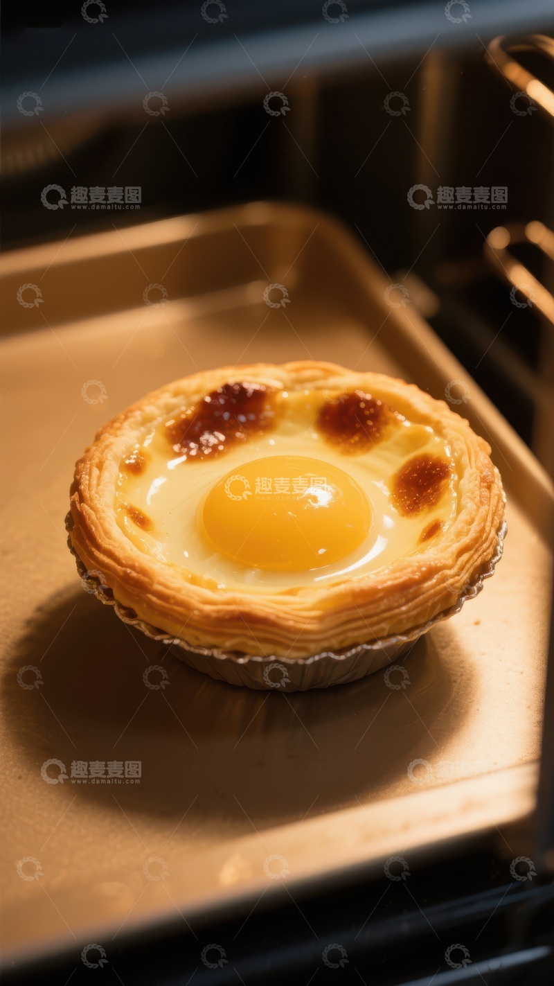 高清大图下载【趣麦麦图】-蛋挞在烤箱中烘烤