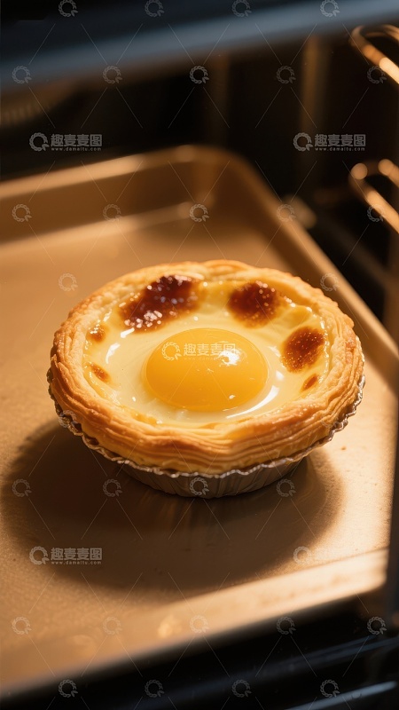 蛋挞在烤箱中烘烤