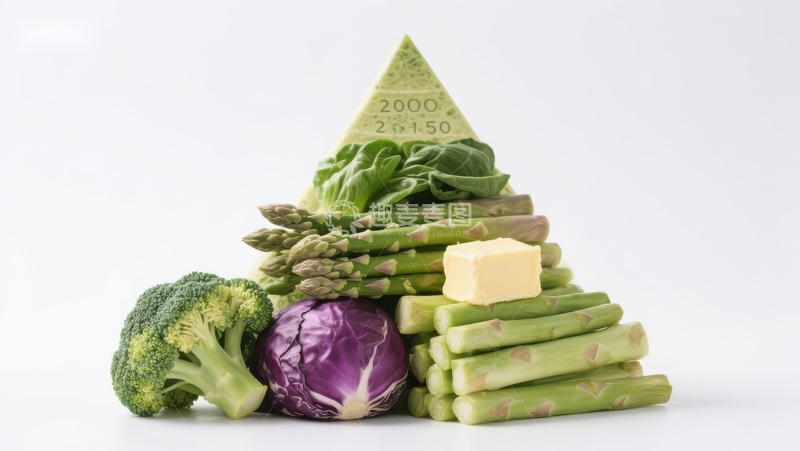高清大图下载【趣麦麦图】绿色蔬菜金字塔创意展示