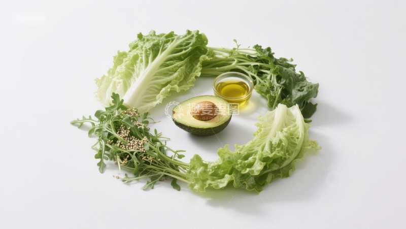 高清大图下载【趣麦麦图】新鲜蔬菜与牛油果橄榄油组合