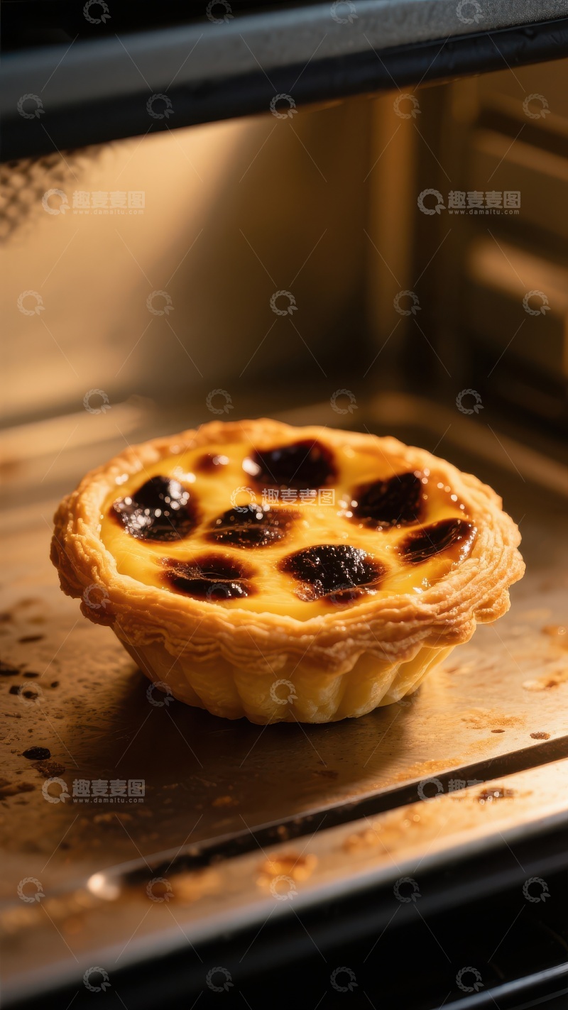 高清大图下载【趣麦麦图】蛋挞在烤箱中烘烤