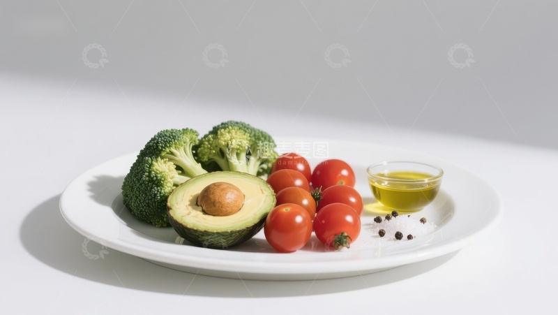高清大图下载【趣麦麦图】新鲜蔬菜与橄榄油的健康搭配