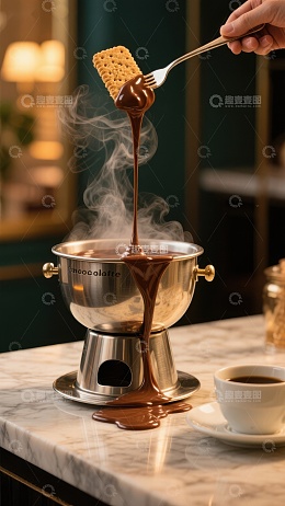 热巧克力火锅与饼干的美味瞬间