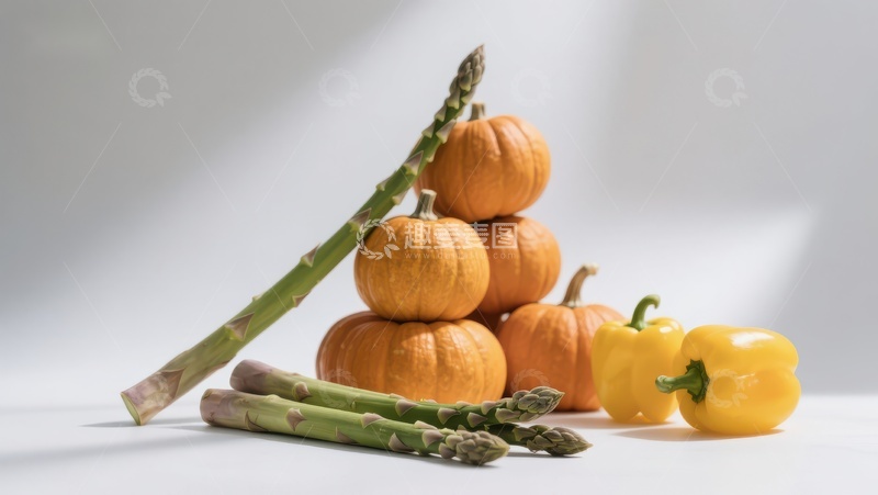 高清大图下载【趣麦麦图】-南瓜与芦笋的静物组合
